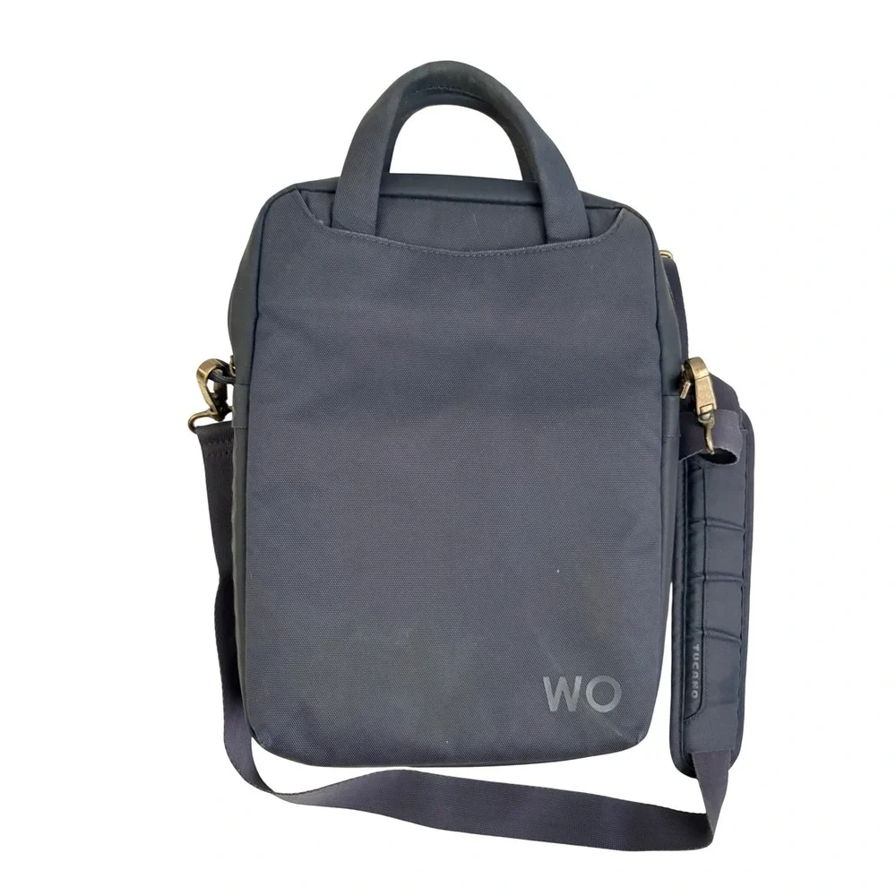 Tucano Work Out Vertical Slim Messenger Bag Navy Blue Nylon Tablet Laptop Case